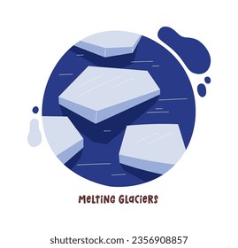 Melting Glaciers Climate Problem Vector Illustration