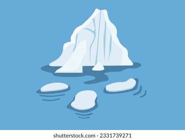 Melting glaciers Icon. Iceberg. Flat style vector illustration.