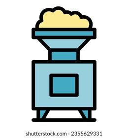 Melting glass machine icon outline vector. Raw sheet. Window furnace color flat