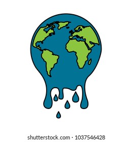 melting globe planet earth warming environment concept vector illustration