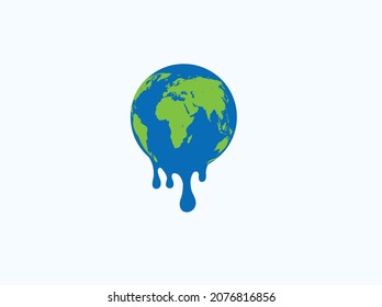 melting globe planet earth warming environment concept. vector illustrations.