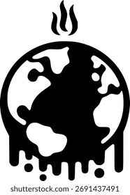 derretimento globo planeta terra aquecimento ambiente sinal, símbolo, vetor, arte