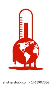 Melting globe with a thermometer. Global warming.