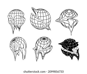 melting globes vector graphic elements illustrations for designer