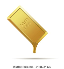 Melting gold bar. Vector illustration