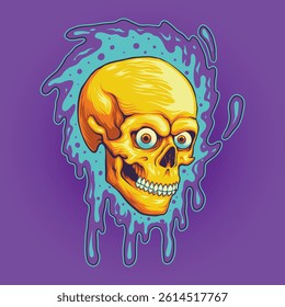 Melting Gold Skull Illustration for your work logo, merchandise t-shirt, stickers and label designs, poster, greeting cards advertising business company