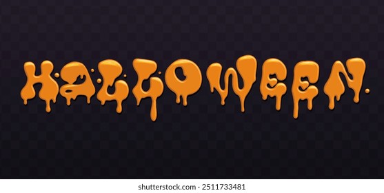 Melting Halloween 3D lettering word with leaks and drops. Vector eps10 design.