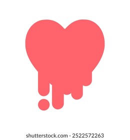 Melting heart. Heart with dripping liquid. Love, romance, valentine, dating concepts. Flat decorative element vector design isolated illustration.