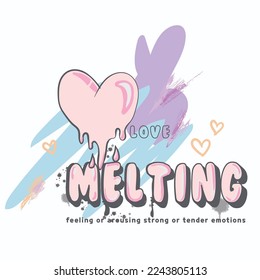 melting heart. heart illustration. cute graphic design. kids fashion trend. t-shirt print. love lettering. love