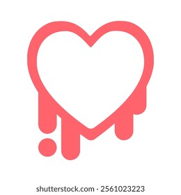Melting heart shape frame icon. Flat decorative vector design isolated illustration.