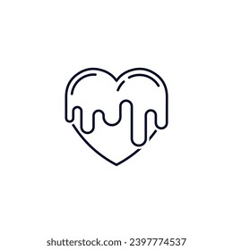 Melting Heart. Vector linear icon illustration isolated on white background.