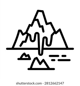 Melting Ice Caps Icon - Black Outline Icons Style For Environmental sustainability