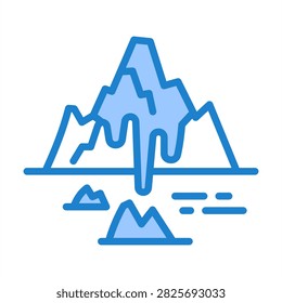 Melting Ice Caps Icon With Blue Color For Environmental sustainability