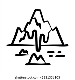 Melting Ice Caps Icon With Dooldles Handdrawn Style  For Environmental sustainability