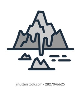 Melting Ice Caps Icon - Lineal Color Outline Icons For Environmental sustainability