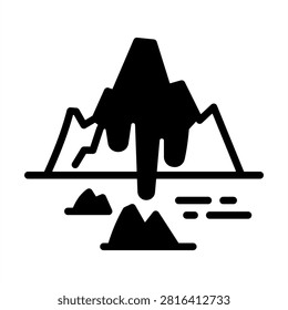 Melting Ice Caps Icon - Solid Black Glyph Icons For Environmental sustainability
