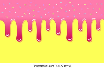 Melting ice cream background. Icing with colorful sprinkles. Perfect for your presentations, design for headline, logo and sale banner.