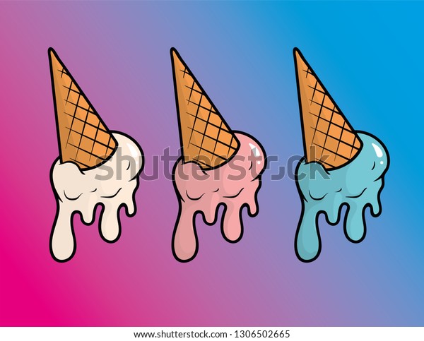 Melting Ice Cream Cone Vector Stock Vector (Royalty Free) 1306502665