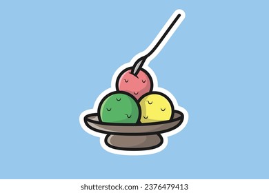 Melting Ice Cream Cup Sticker vector illustration. Summer food and ice cream object icon concept. Ice cream plastic cup sticker vector design with shadow.