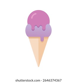 Melting Ice Cream Duo – Pink and Purple Scoops in Waffle Cone