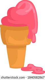 Melting ice cream, illustration, vector on white background