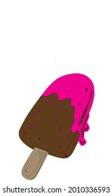 Melting ice cream isolated on a white background. Vector flat line icon. Can be used for t-shirt design