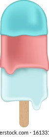 Melting ice cream in summer, vector