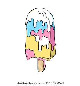 Melting ice cream, vector drawing