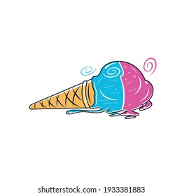 Melken von Eiscreme, Vektorlogo für Unternehmen
