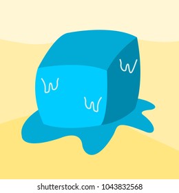 melting ice cube in a cold drink when it is hot and shiny summer day vector illustration icon