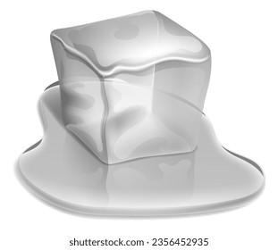 Melting ice cube. Cold pure water crystal