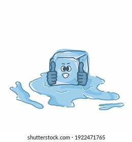 Un hombre de cubo de hielo de fusión con ilustración de diseño de plantilla de vector de caracteres