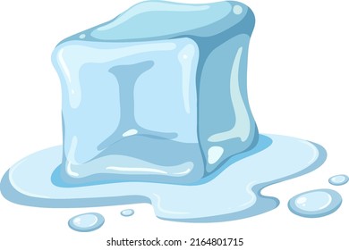 Un cubo de hielo que se derrite en la ilustración de fondo blanco