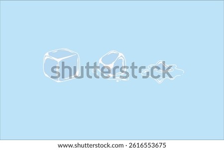 Melting ice cubes in blue background
