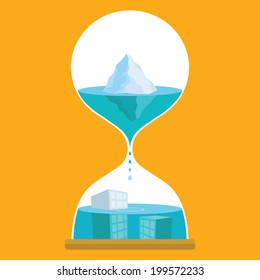 Melting ice in hourglass