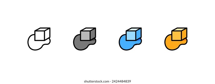 Melting ice icons. Flat, color, melting ice icons, cube with a puddle. Vector icons