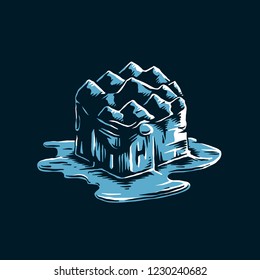 Melting iceberg from global warming effect illustration