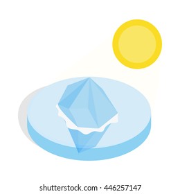 Melting iceberg icon in isometric 3d style on a white background