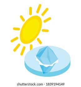 Melting iceberg icon. Isometric illustration of melting iceberg vector icon for web