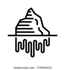 Icono de iceberg en fusión. Vector de línea. Aislar sobre fondo blanco.