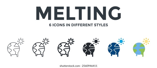 MELTING icon in different style vector illustration. Designed in thin line, regular line, bold line, glyph, color fill, and flat style can be used for web