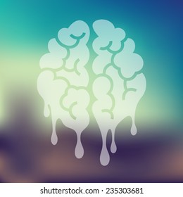 melting icon on blurred background