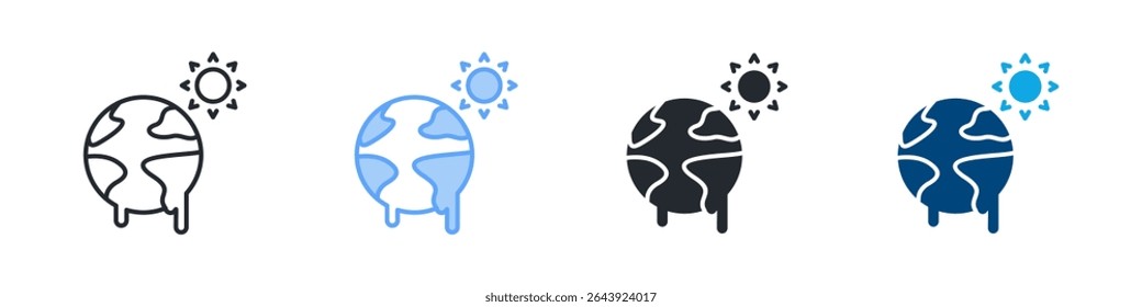 Melting Icon Set Multiple Style. Design In Outline, Blue, Glyph, Dual Tone