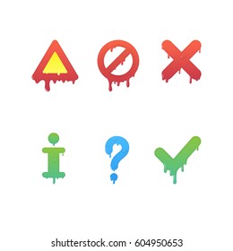 Melting information signs set. Vector instruction symbols  illustration
