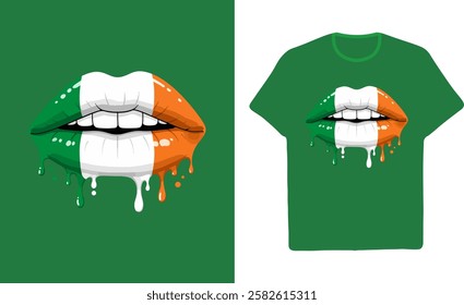 Melting Irish Lips Vector Art St Patrick's Day TShirt Design