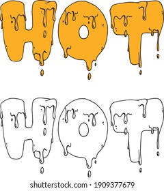 Melting letters vector illustration. Hot melted font inscription.