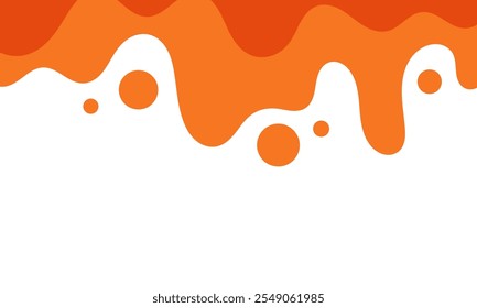 melting liquid orange dripping on white background. splashing blob liquid orange juice. melted orange ice cream. flat layered modern style.