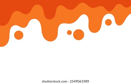 melting liquid orange dripping on white background. splashing blob liquid orange juice. melted orange ice cream. flat layered modern style.