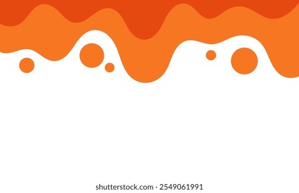 melting liquid orange dripping on white background. splashing blob liquid orange juice. melted orange ice cream. flat layered modern style.