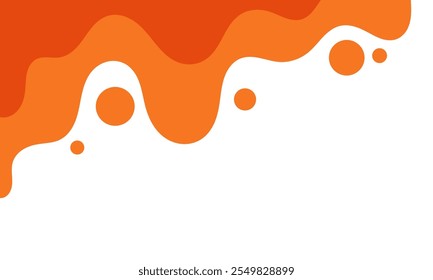 melting liquid orange dripping on white background. splashing blob liquid orange juice. melted orange ice cream. flat layered modern style.